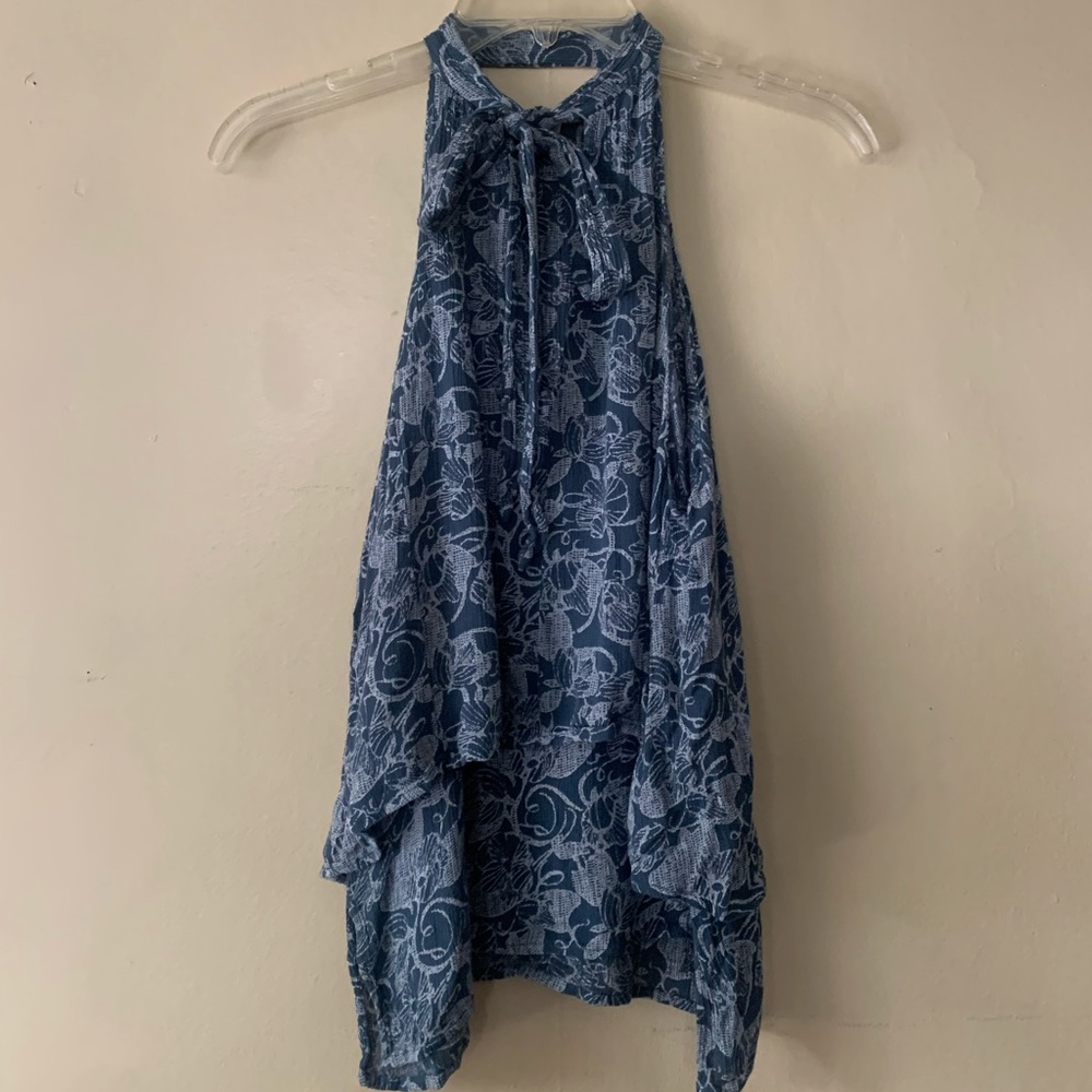 Super soft shuffled floral tie top blouse